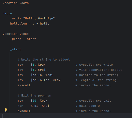 Hello World in ASM x86-64 op Linux
